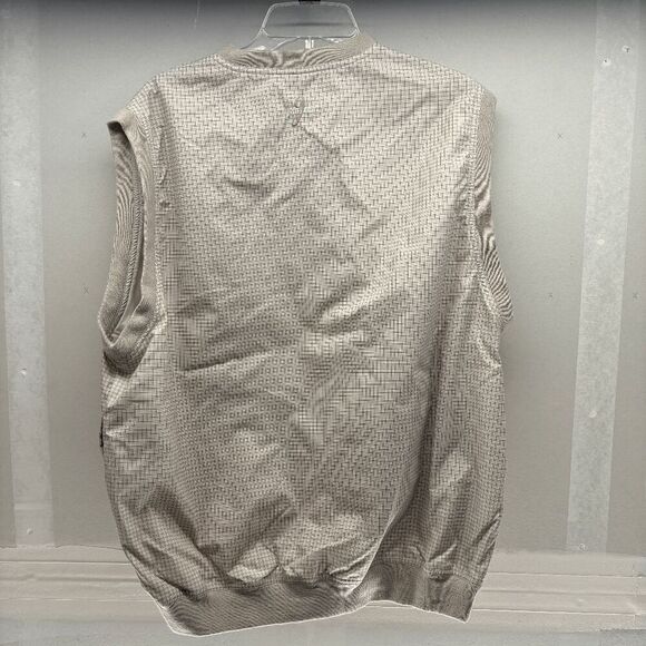 Jantzen Khaki Plaid V Neck Golf Vest Windbreaker Pockets Men's XL Repel Rain - Picture 3 of 4